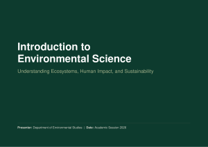 Introduction to Environmental Science: Ecosystems, Impact, Sustainability