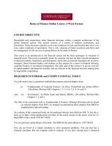 Basics of Finance Online Course Syllabus - Fordham