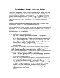 Serious Game Design Document Outline