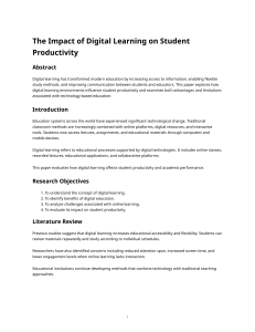 Impact of Digital Learning on Student Productivity