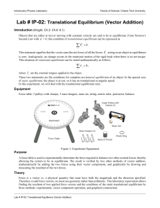 Lab Manual: Translational Equilibrium (Vector Addition)