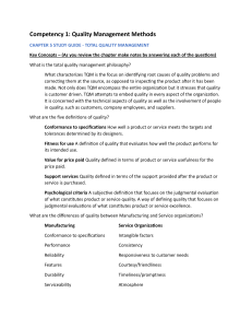 Total Quality Management Study Guide - Chapter 5