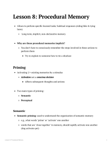 Lesson 8: Procedural Memory & Priming