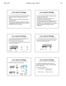 Live Loads for Bridges: AASHTO Truck Loadings & Influence Lines