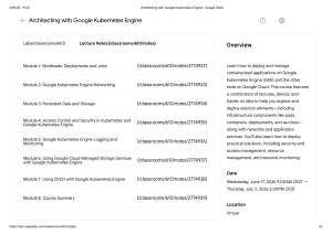 Architecting with Google Kubernetes Engine Course