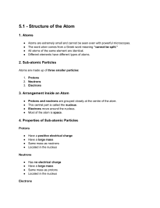 Structure of the Atom: Subatomic Particles & Models