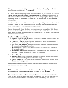 Baptism and Christian Identity Worksheet