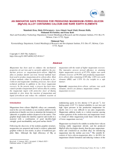 Innovative Safe Process for MgFeSi Alloy Production