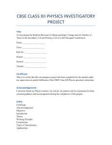 CBSE Class 12 Physics Transformer Investigatory Project