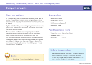Compare Amounts Lesson Plan Reception