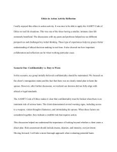 Ethics in Action Activity Reflection: AAMFT Scenarios