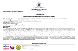Grade 8 Filipino MATATAG Curriculum Action Plan