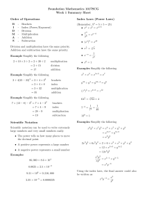 Foundation Mathematics Week 1 Summary: Order of Operations & Index Laws