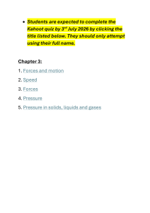 Physics Chapter 3 Quiz: Forces & Motion