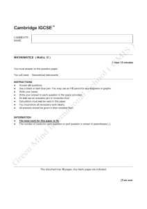 Cambridge IGCSE Maths D Exam Paper