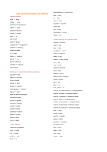 Vocabulaire fran&ccedil;ais-anglais : Les mat&eacute;riaux