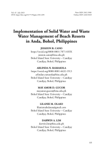 Solid & Wastewater Management in Beach Resorts: Anda, Bohol Study