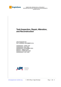 API 653 Addenda 4: Cambios en Inspecci&oacute;n de Tanques