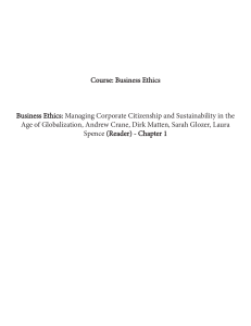 Business Ethics Chapter 1: Corporate Citizenship & Sustainability