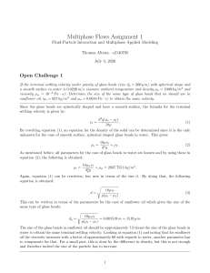 Multiphase Flows Assignment 1: Fluid-Particle Interaction Problems