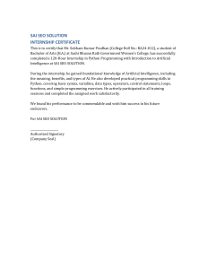 SAI SEO SOLUTION Internship Certificate in Python & AI