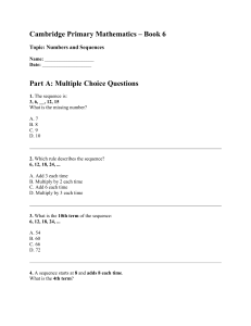 Cambridge Primary Mathematics Book 6: Numbers and Sequences