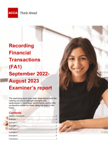 ACCA FA1 Examiner's Report: Recording Financial Transactions