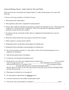 Advanced Biology Honors Land Plants Study Guide