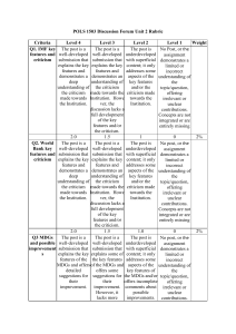 POLS 1503 Unit 2 Discussion Forum Rubric