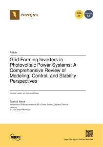 Grid-Forming Inverters in PV Systems: Modeling, Control, Stability Review