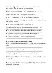 English Grammar Worksheet: Sentence Combining Exercises