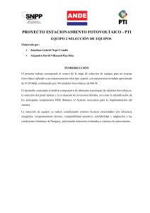 Selecci&oacute;n de Equipos para Estacionamiento Fotovoltaico PTI