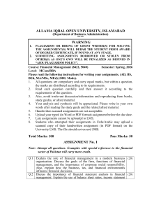AIOU Financial Management Assignment Spring 2026