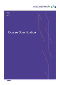 T-104 Course Specification: System Analysis and Design 2022