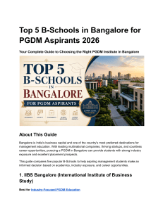 Top 5 B-Schools in Bangalore for PGDM 2026