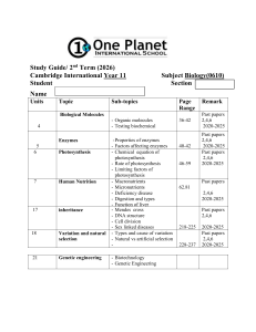 Cambridge IGCSE Biology Year 11 Study Guide 2026