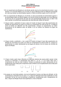 Lista de Exerc&iacute;cios de Difra&ccedil;&atilde;o - F&iacute;sica IV