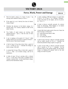 VICTORY 2024 Physics: Force, Work, Power & Energy Problems