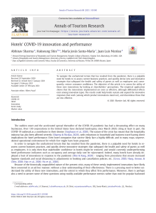 Hotels' COVID-19 Innovation and Performance
