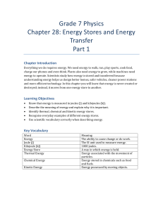 Grade 7 Physics: Energy Stores & Transfer (Part 1)