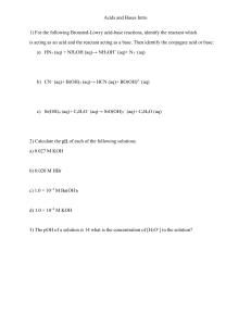 Acids and Bases Intro: Chemistry Worksheet