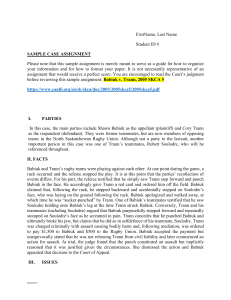 Sample Case Assignment: Babiuk v. Trann Legal Analysis