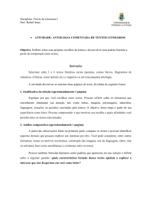 Atividade: Antologia Comentada de Textos Liter&aacute;rios - Teoria da Literatura I