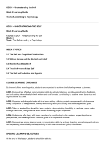 GE101 Week 5: The Self According to Psychology