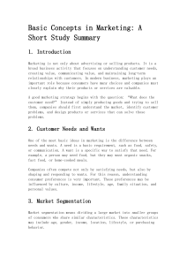 Basic Marketing Concepts: Study Summary