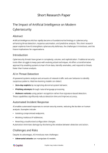AI and Cybersecurity: A Research Paper