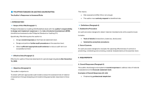 Philippine Standard on Auditing 330: Auditor's Responses to Risks