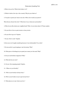 Elementary Speaking Test: ESL Conversation Questions