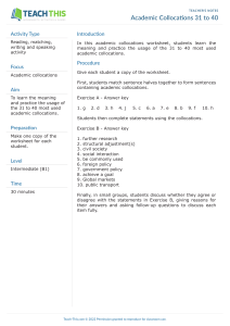 Academic Collocations 31-40 Worksheet