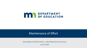 Maintenance of Effort: Special Education Funding Requirements